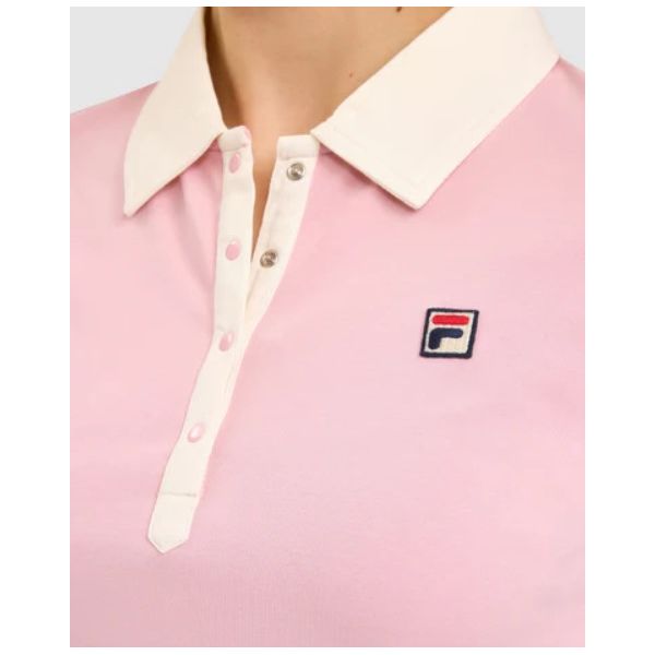 FILA HARLO WOMENS FITTED ICONIC POLO- PINK NECTAR/GARDENIA