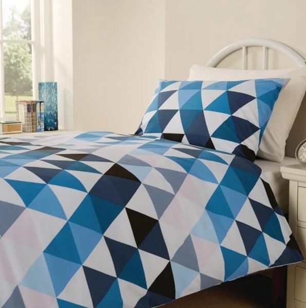 Mitre Essentials Geo Bedding Set Blue Single